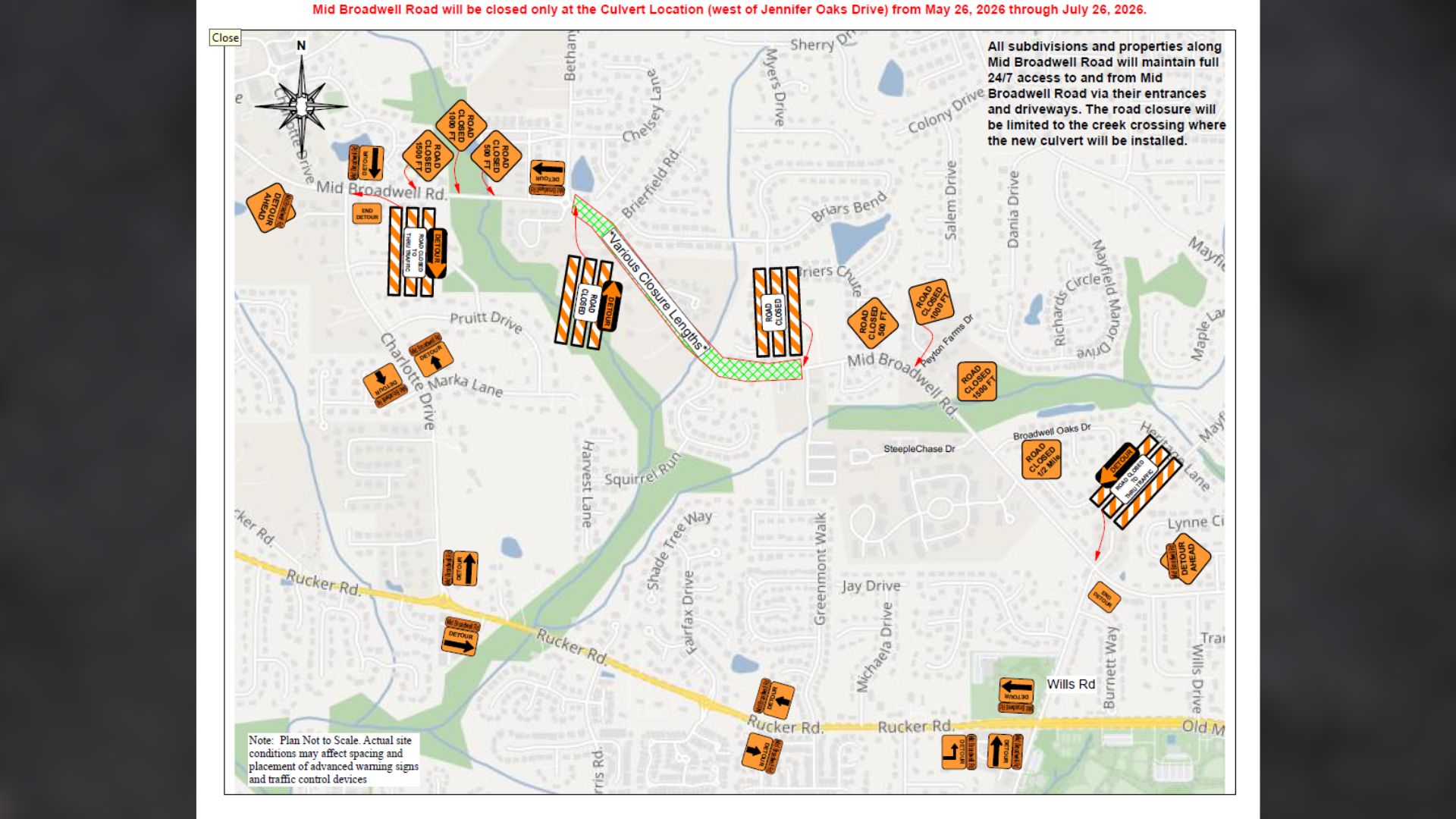 Alpharetta drivers who use Mid Broadwell Road will need to prepare for a temporary change this summer as the city moves forward with an infrastructure project meant to solve an aging stormwater problem and improve pedestrian access near Mid Broadwell Park.